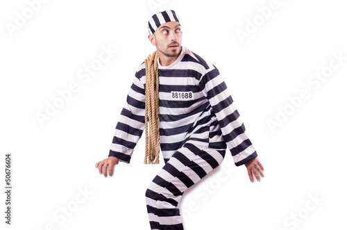 Photo: Convict criminal in striped uniform Convict criminal in striped uniform