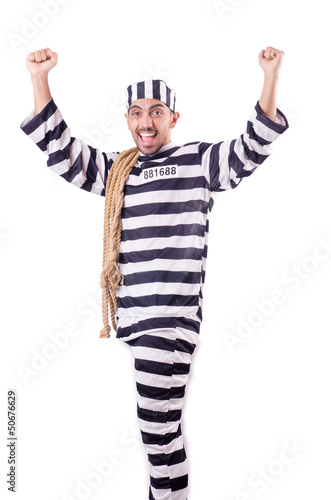 Photo: Convict criminal in striped uniform Convict criminal in striped uniform