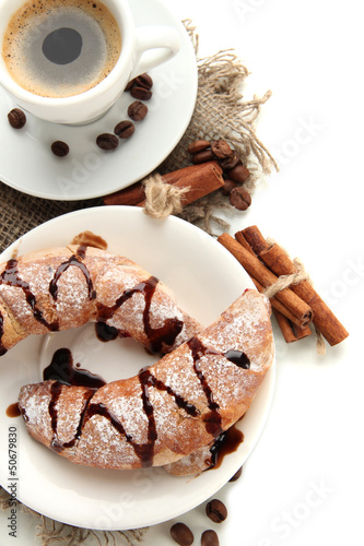 Photo: Light tasty breakfast, isolated on white. Light tasty breakfast, isolated on white.