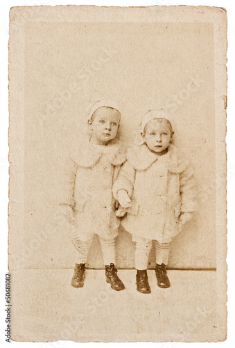Photo: antique portrait of two kids antique portrait of two kids