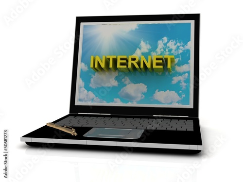 Illustration: INTERNET sign on laptop screen INTERNET sign on laptop screen