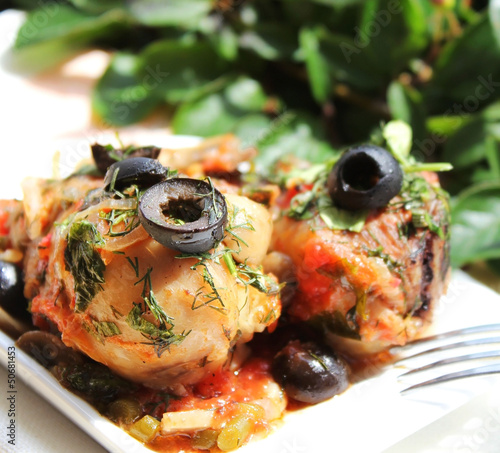 Photo: Roasted chicken with black olives Roasted chicken with black olives