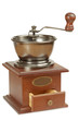 Antique coffee grinder with open box for ground coffee