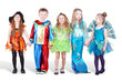 Photo: Smiling children dressed in carnival suits stand holding hands Smiling children dressed in carnival suits stand holding hands