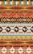 Aztecs seamless pattern on hot color with bird and flowers