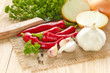 Chilli,onion and garlic