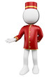 3D white people. Bellboy welcoming