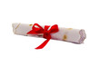 Papierrolle, Dokumentenrolle mit roter Schleife