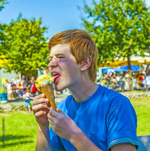 Photo: boy eats ice cream boy eats ice cream