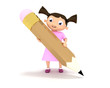 Illustration: Girl with big pencil Girl with big pencil