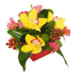 Colorful flower bouquet from orchids and lilies arrangement cent