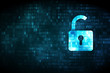Privacy concept: Opened Padlock on digital background