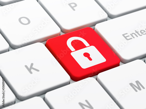 Illustration: Protection concept: Closed Padlock on computer keyboard backgrou Protection concept: Closed Padlock on computer keyboard backgrou