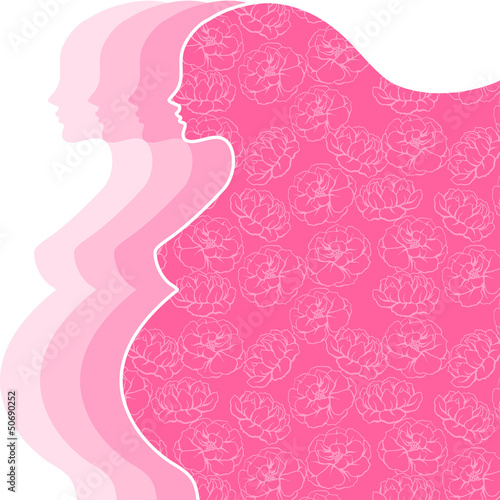 Vector: Background with silhouette of pregnant woman. Background with silhouette of pregnant woman.