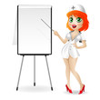 Nurse, points on a flip chart