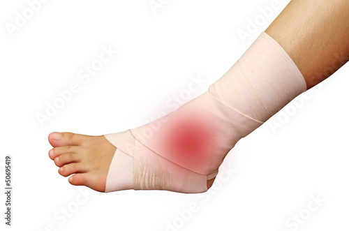 Photo: foot and ankle injury wrapped in bandage foot and ankle injury wrapped in bandage