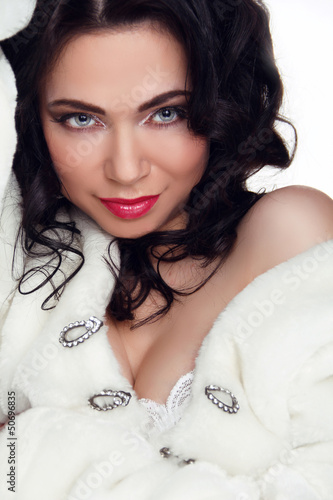 Photo: Portrait of beautiful sexy woman model with makeup and romantic Portrait of beautiful sexy woman model with makeup and romantic