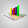 Abstract 3D business diagram with reflection of money.