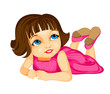 Vektor: Cartoon little girl laying Cartoon little girl laying