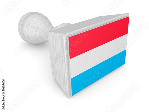 Illustration: Woden stamp with luxembourgian flag. Woden stamp with luxembourgian flag.