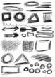 Set hand drawn shapes, circle, square, triangle, line