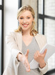 woman with an open hand ready for handshake