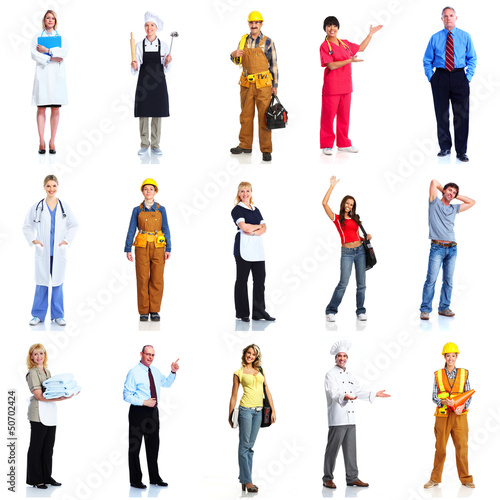Photo: Group of workers people set. Group of workers people set.