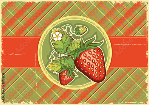 Vector: Strawberries vintage background.Vector label illustration Strawberries vintage background.Vector label illustration