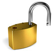 Padlock over white background