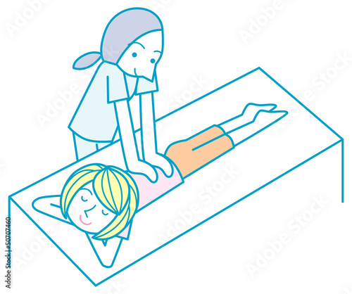 Vector: マッサージをうける女性 マッサージをうける女性