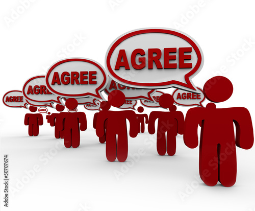 Illustration: Agree Word Speech Bubbles Group People Agreement Agree Word Speech Bubbles Group People Agreement