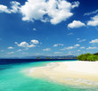 White sand beach and blue sky