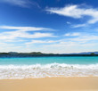 White sand beach and blue sky