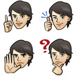 男性 表情 ジェスチャー マンガ / Handsome man facial expression