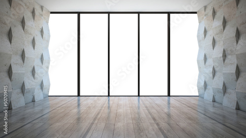 Photo: Empty room with concrete wall panels Empty room with concrete wall panels