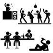 canvas print picture - Piktogramm Disko Party Silhouette Vektor Icon Button