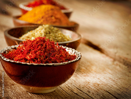 Photo: Spices Curry, Saffron, Turmeric Spices Curry, Saffron, Turmeric