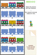 Match to shadow visual puzzle - toy train cars