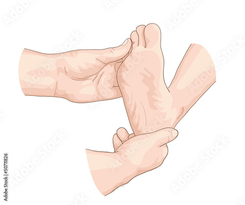 Vector: Examination of the foot. Examination of the foot.