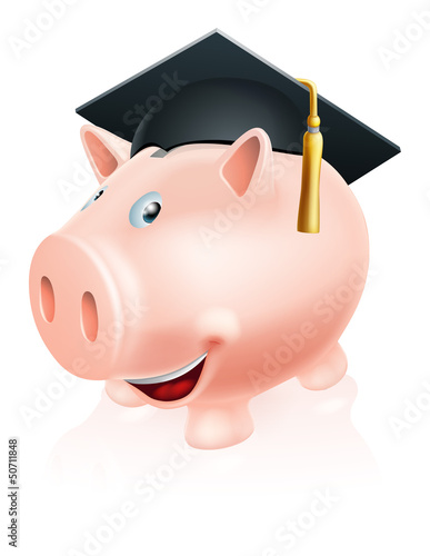 Vector: Education savings piggy bank Education savings piggy bank