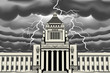 Lightning bolt at Japan National Diet Building