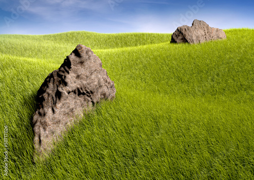 Illustration: Felsen auf Wiese Felsen auf Wiese