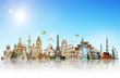 Travel the world monuments concept