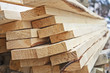A pile of wooden planks
