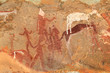 Photo: Bushmen (san) rock painting of figures and antelopes Bushmen (san) rock painting of figures and antelopes