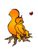 Vektor: baby squirrel and a butterfly baby squirrel and a butterfly
