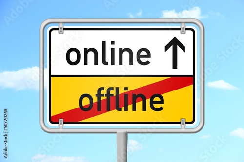 Illustration: ortsschild v3 himmel online offline I ortsschild v3 himmel online offline I