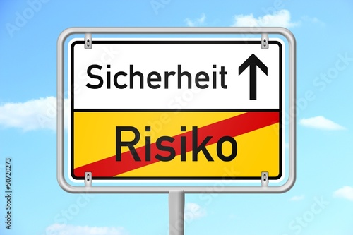 Illustration: ortsschild himmel v3 risiko sicherheit I ortsschild himmel v3 risiko sicherheit I