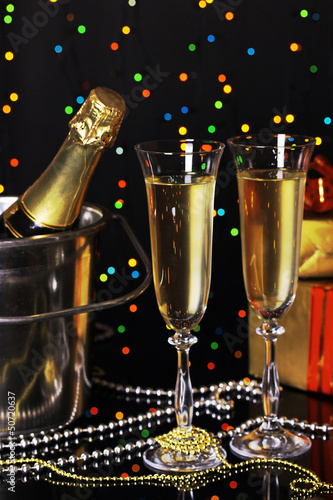 Photo: Celebratory champagne with wineglass Celebratory champagne with wineglass