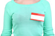 Blank nametag on girl's clothes close up
